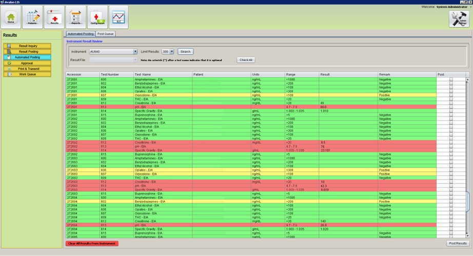 screenshot of Avalon Laboratory System